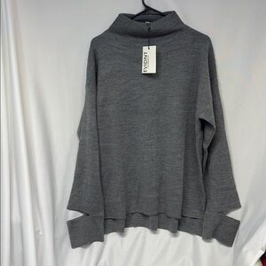Evidnt Gray Turtleneck long sleeve hi low tunic Sweater shirt small